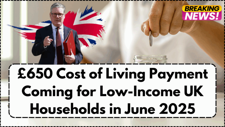 £650 Cost of Living Payment Coming for Low-Income UK Households in June 2025